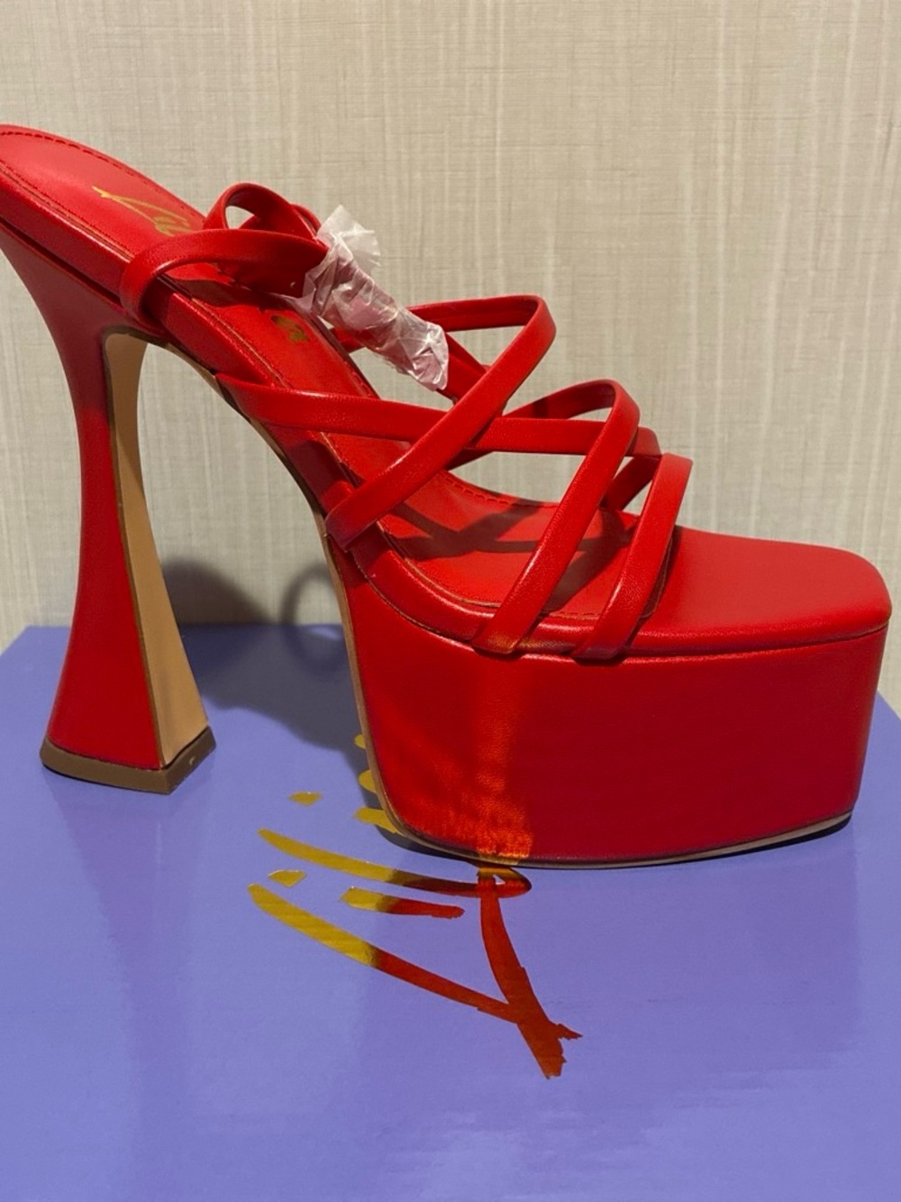 Liliana Red Strappy Platform High Heel Sandals - Women